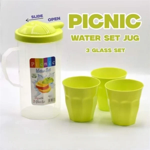 3PCs Plastic Water Jug & Glass Set - Image 2