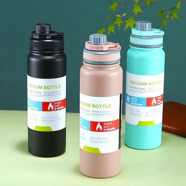 800ML Leak-proof Cups Flask Sport Outdoor Thermos Bottle Stainless Steel Water Bottle Portable Travel Coffee Cup Drinkware - Image 3