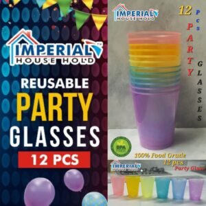 12 Pcs Of Multi Color Water Plastic Glass Best Quality Glass 220