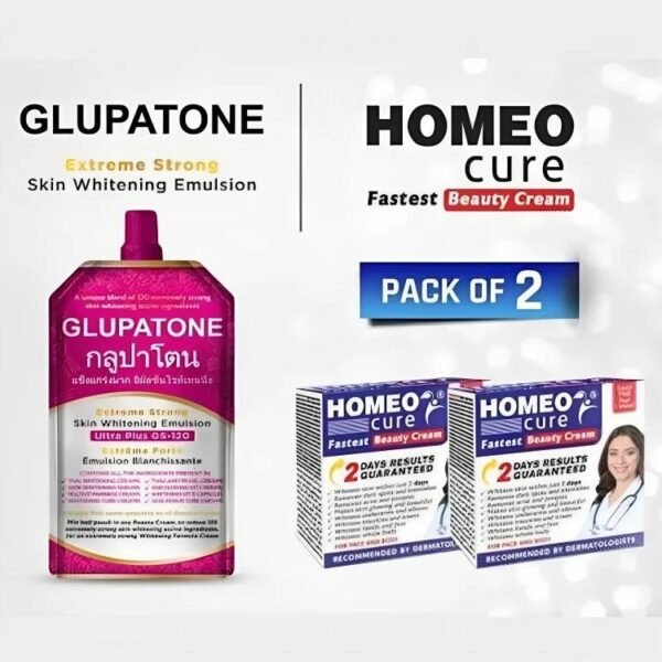 2 in 1 GLUPATONE Whitening Emulsion With Homeo Cure Cream            1200