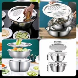 3in1 Stainless Steel Vegetable Slicer Cutter Bowl @1600  (Box Packing)