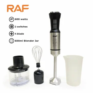 4-in-1 Hand Blender Set R.292 – Chopper, Jar and Whisker – Powerful 600W 5500