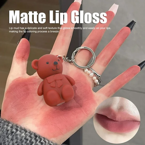Mocoallure Korean Bear Key Chain Matte Lipgloss 6Pcs Set - Image 2