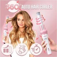 Automatic Pink Hair Curler Spin 360° Rotating Hair Styling Roller  2400