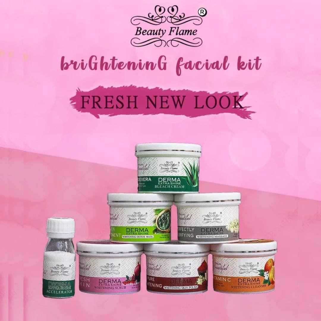 Beauty Flame Derma Extra Shine New Brightening Facial Kit (6 Steps) - Fairness Instant Radiance