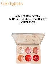 Color Institute 6 in 1 Terra cotta blushon & Highlighter Kit  1000