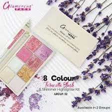 Glamorous Face 8 Colour Teracotta Blush & Shimmer Highlighter Kit 1300