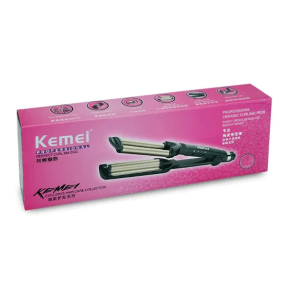 Kemei KM-2022 Hair Curling Ceramic 3 Barrel Clamp Curler 3300