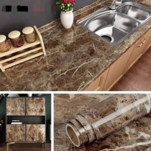 Self Adhesive - Brown - Marble Sheet for Kitchen - Anti Oil and Heat Resistant 220