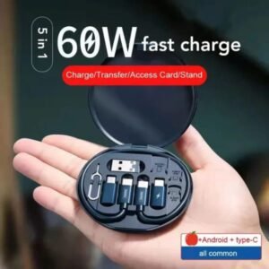 5-in-1- 60W Charging Data Cable Set – USB to Type C, USB to iPhone, Type C to C, Type C to iPhone, Type C to Micro – Compatible with All Devices  Rs : 220/- 💫☑ (With Box)