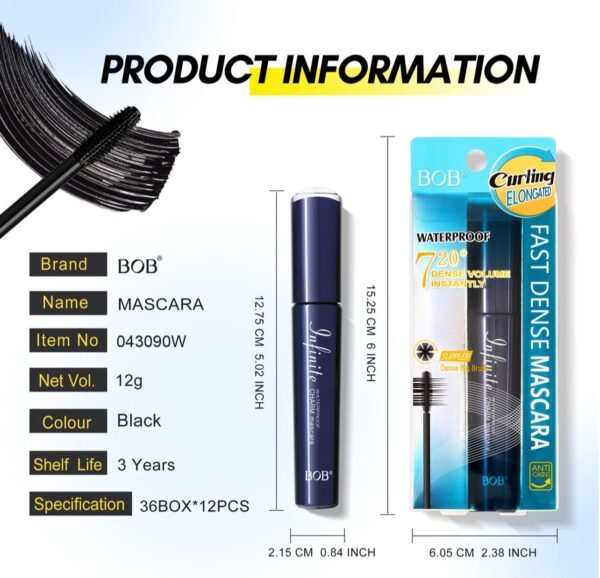 BOB 720° Dense Volume Instantly Volumizinig & Lengthening Mascara 500 - Image 2