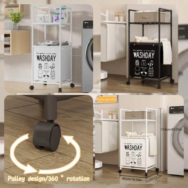 2Layer Laundry Storage - (Box Packing) Available Colours: Black & White