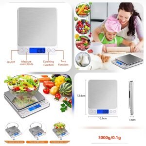 Digital Kitchen Scale 3000g 0.1g Precision with LCD Display  (Box Packing)