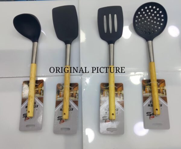 NON STICK HEATED KITCHEN COOKING UTENSILS WITH WOOD HANDLE : - each ( Four Models)