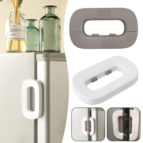 Ewolee Refrigerator Lock, Fridge Freezers Door Lock with Strong Adhesive, Double Buttons  - Each☑ (With Box)🇨🇳