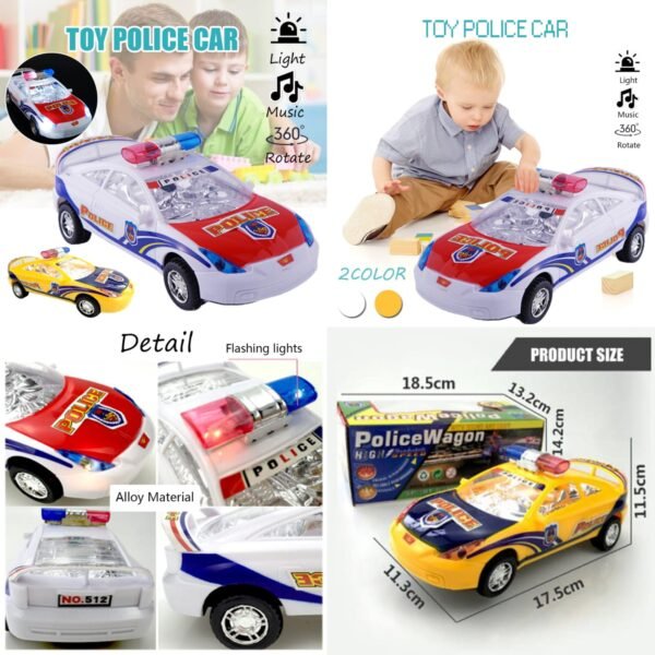 Police Children's Alloy Simulation Police Car Diecast Model Toy with LED Light    Random Colours      (With Box)💫