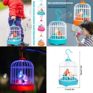 Bird Cage Kids Toys  Toy For Pets Voice Control Simulation Birds Baby Child (Random Colours)      (With Box)💫