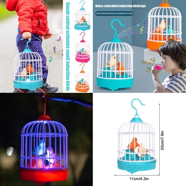 Bird Cage Kids Toys  Toy For Pets Voice Control Simulation Birds Baby Child (Random Colours)      (With Box)💫