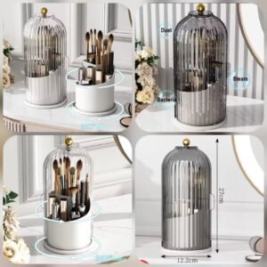 Dustproof Rotating Luxury Brush Holder  (Box Packing)