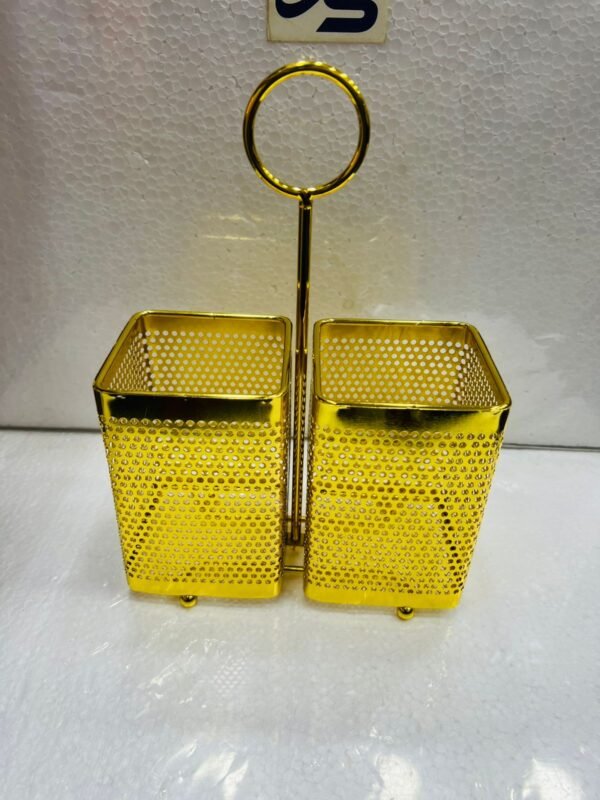 GOLDEN SPOON HOLDER (UTENSILS RACK TWO PARTITION: