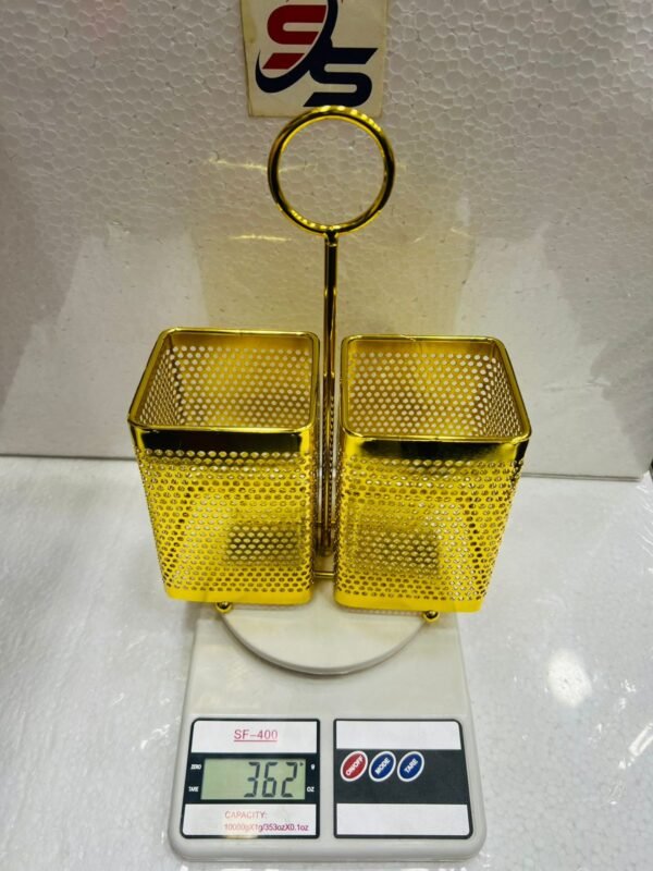 GOLDEN SPOON HOLDER (UTENSILS RACK TWO PARTITION: - Image 2