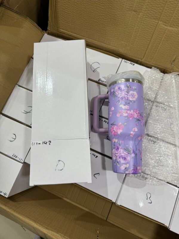 Cute Floral Tumbler with Straw - Image 2