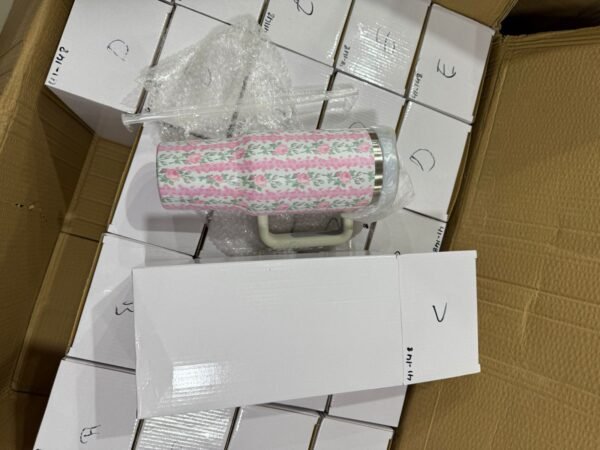 Cute Floral Tumbler with Straw - Image 5