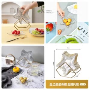 Acrylic 8pcs Star Shape Plate  Set With Metal Stand