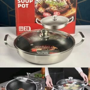 304 Stainless Steel Frying Pan Food Grade Non Stick kitchen Pan Honeycomb Pot  Gas Stove General Wok@28cm  SAL