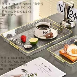 1pc luxury clear rectangular decorative serving traY hhhhh