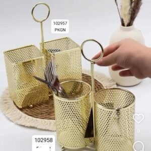 Cutlery holder metal golden