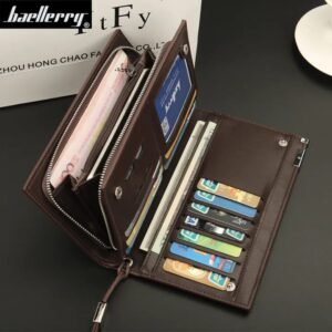 Baellerry Long Wallet For Men Slim Money Mobile Men Leather Wallet Card Holder