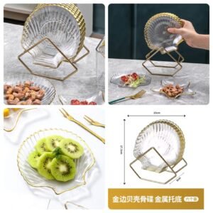 Acrylic 8pcs shell Shape Plate  Set With Metal Stand @