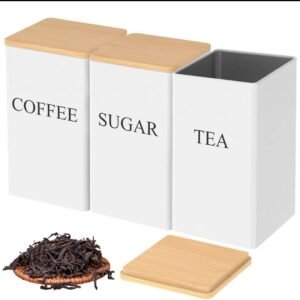 Metal jar set wood lid  sal