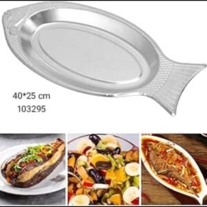 Stainless steel fish serving plate size 40/25cm@ sal