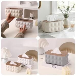 Bubble Tissue Box With Wooden Lid  Premium Quality