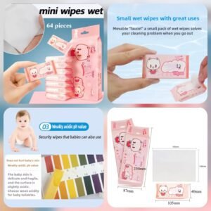 Cleaning Mini Packed Wipe (8Mini Packets in One Pack Total 64 Wipes Packet) @280