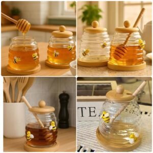 Honeybee Glass Jar (Same As Picture) Premium Quality