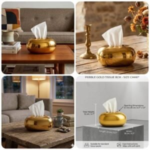 Luxury Golden Oval Magnetic Lock Tissue Box @1100 (Premium Quality)
