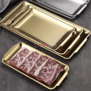 Stainless steel golden serving tray three size available small     sal