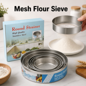 Pack of 06 Fine Mesh Flour Sifter - Professional Baking Sieve For Powdered Sugar nnn  qad