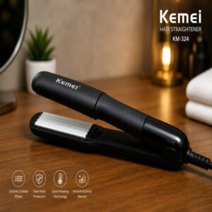 Kemei Professional Hair Crimper Perfect for smooth, silky, and frizz-free hair in minutes   qad