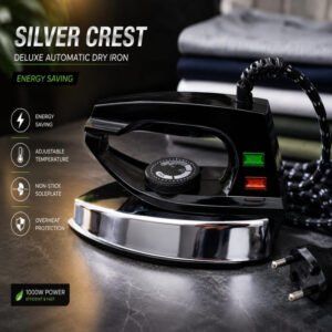 Silver Crest Dry Iron Deluxe Automatic Dry Iron , Non-Stick Soleplate , Perfect for shirts, pants, fabrics, curtains & everyday home use rs 1300 qad