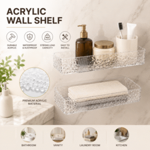 Durable Punch Bathroom Storage Rack Plastics Water Ripple Wall Storage Rack  qad