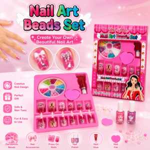 Let Creativity Shine with the Nail Art Beads Set A perfect DIY nail kit for kids who love colors, sparkle, and stylish fun! Create cute nail designs, decorate with colorful beads, and enjoy endless creativity at home    qad