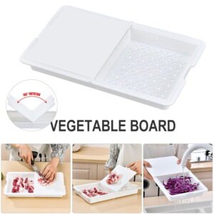 3-in-1 Cutting Board Flipable Chopping Sheet with Drainage Basket Easy to Collect & Drain Food for Different Food Uses qad