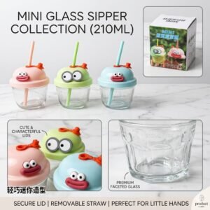 210 ml mini glass sippers featuring character themed lids with straw  khu